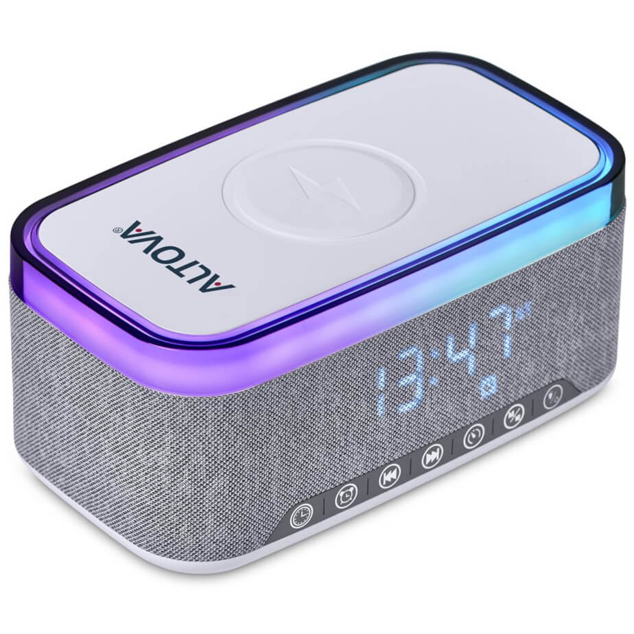 Serendipio Cumberland 10W Bluetooth Speaker Wireless Charger & Clock Branded On